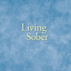 A blue background with the words living sober written in it.