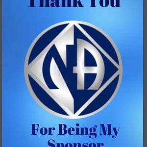 A blue and white poster with the words " thank you for being my sponsor ".