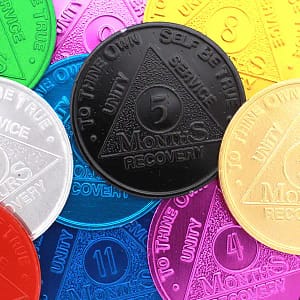 A pile of different colored coins with the words " 5 months recovery ".